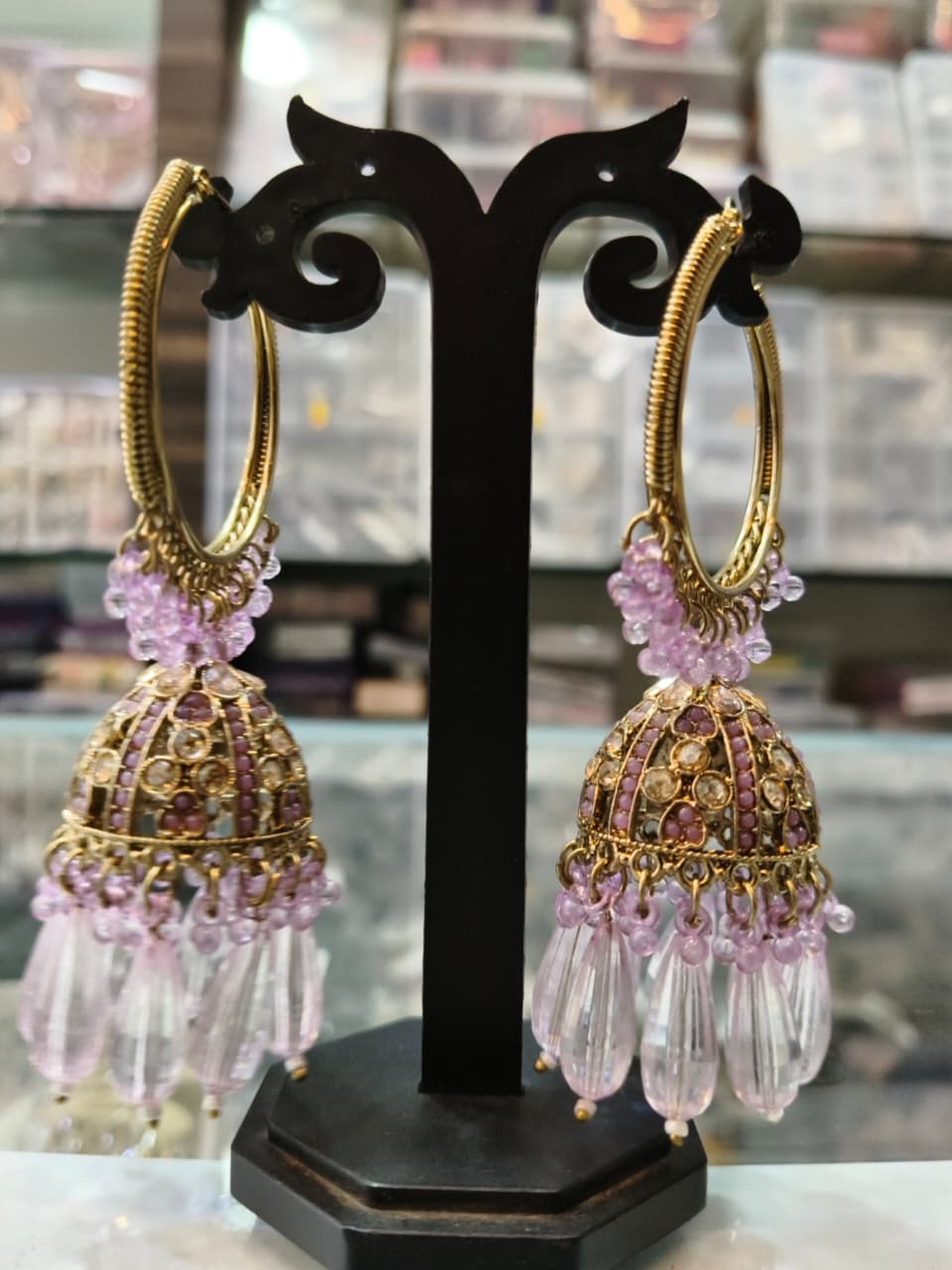 Elegant Pink Jhumka Earrings