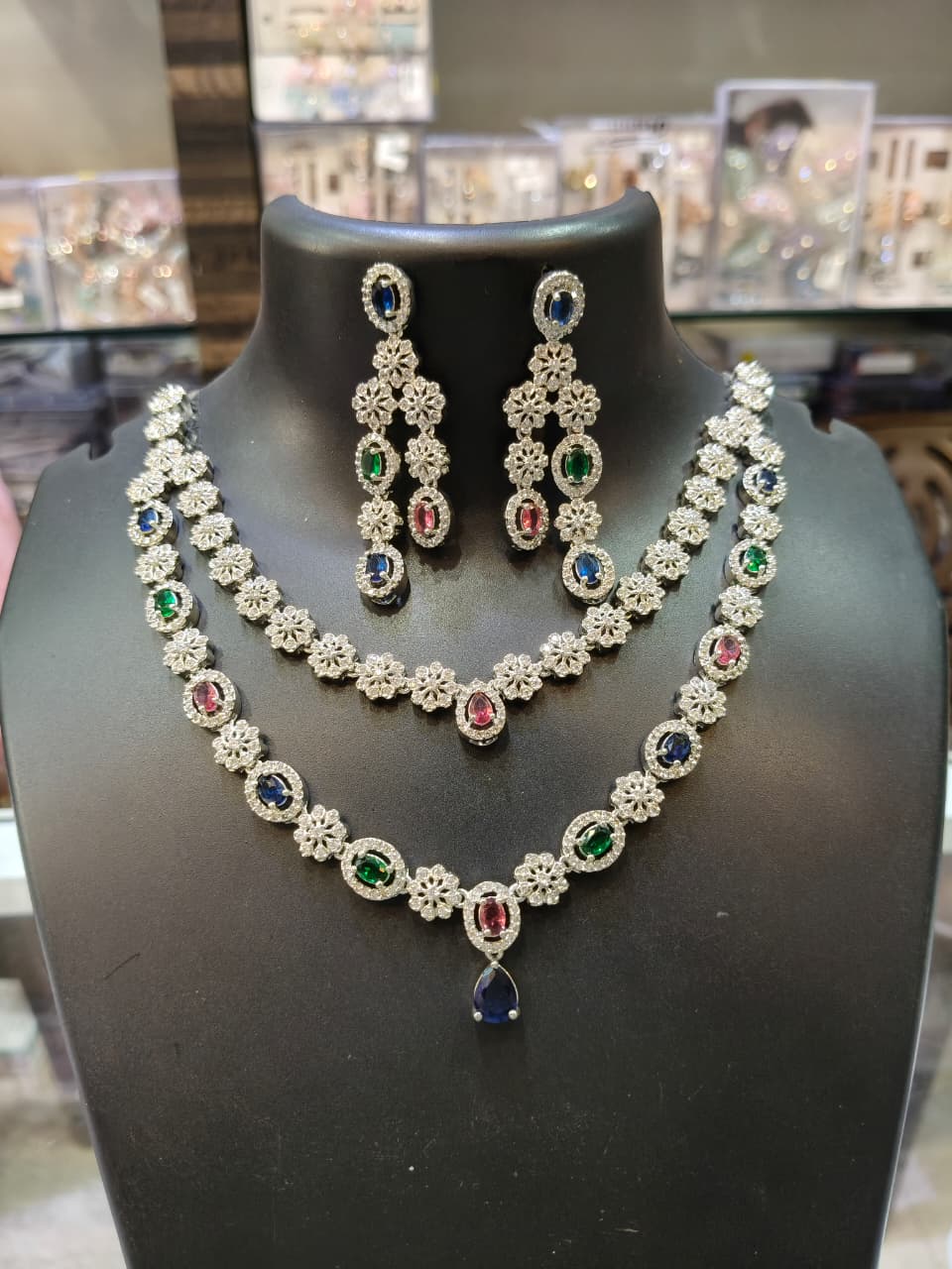 Elegant Crystal AD Gemstone Jewelry Set