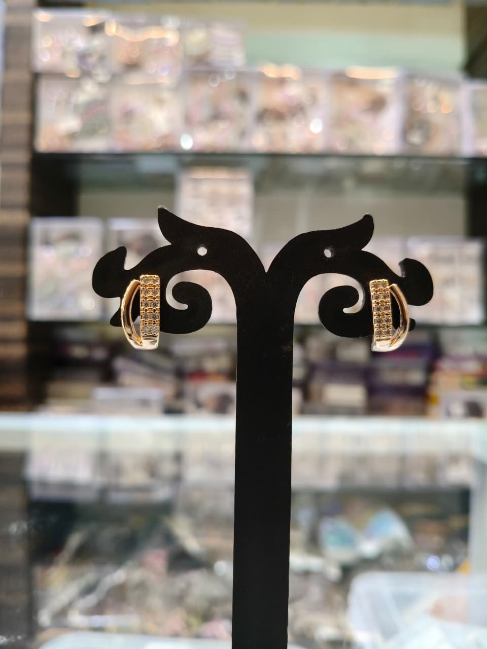 Gold-Plated Crystal Hoop Earrings