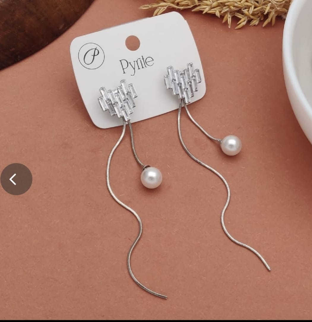 Geometric Pearl Drop Earrings