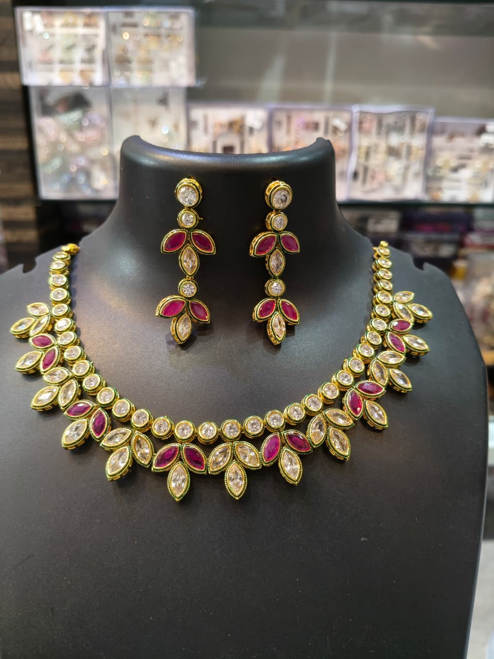 Elegant Ruby & Kundan Necklace Set