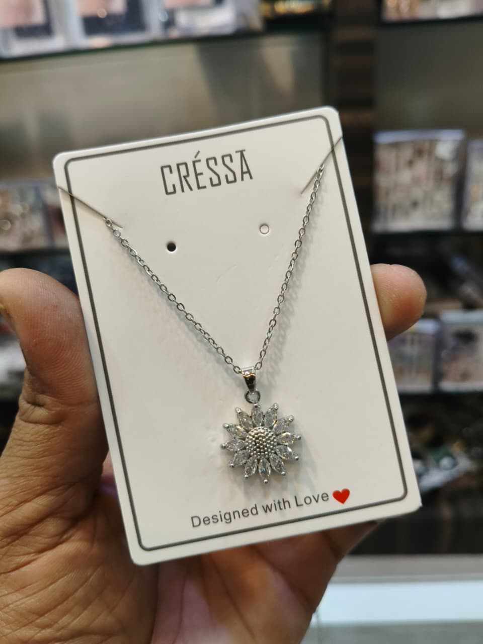 Crystal Sunburst Pendant Chain