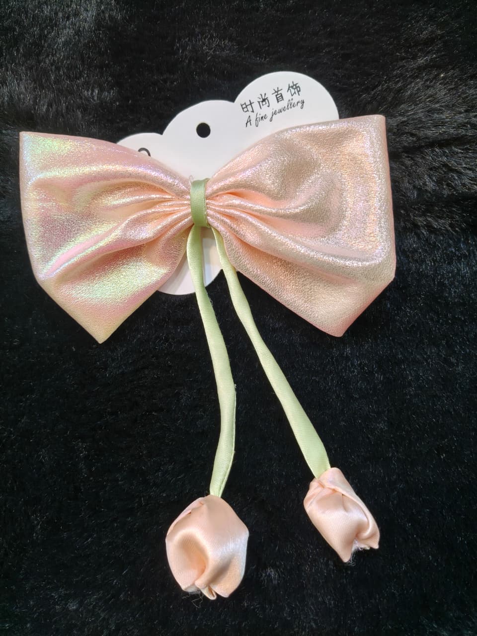 Shimmer Peach Kids Hair Bow