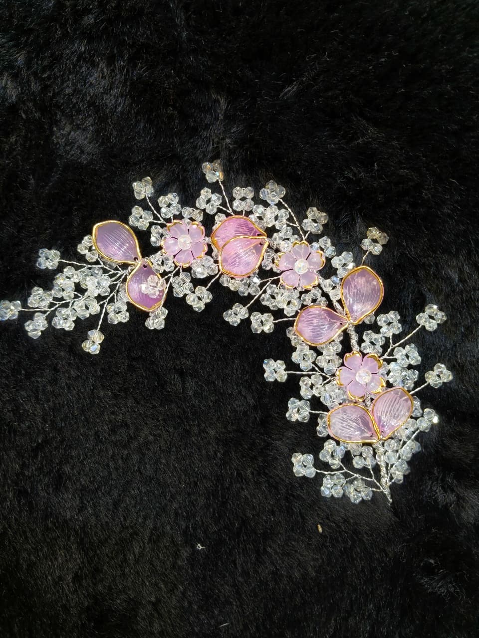 Crystal Pink Floral Hair Tiara