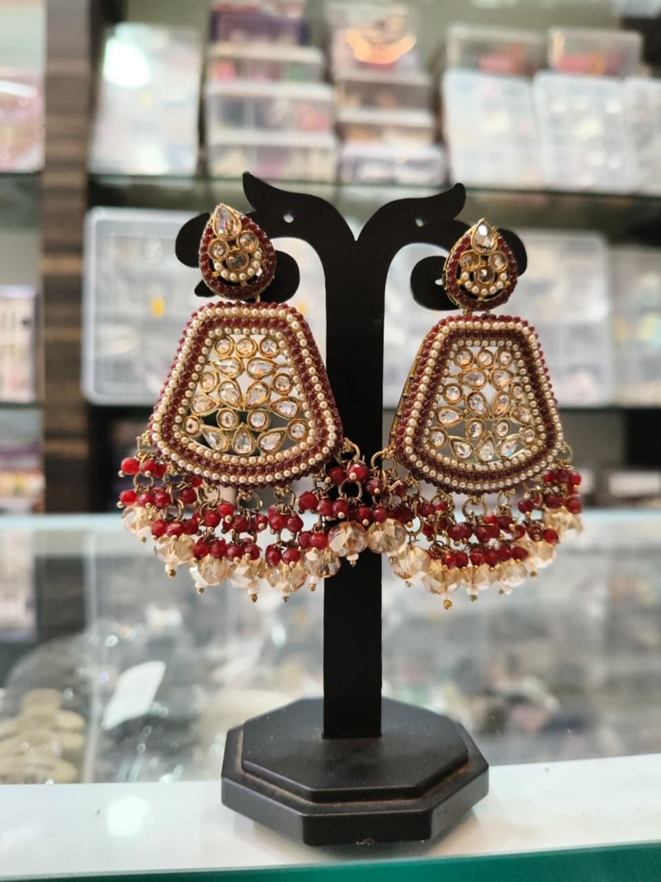 Traditional Kundan Chandbali Earrings