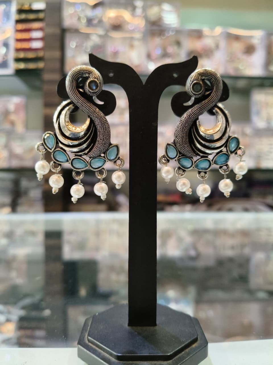 Peacock Design Stone Earrings