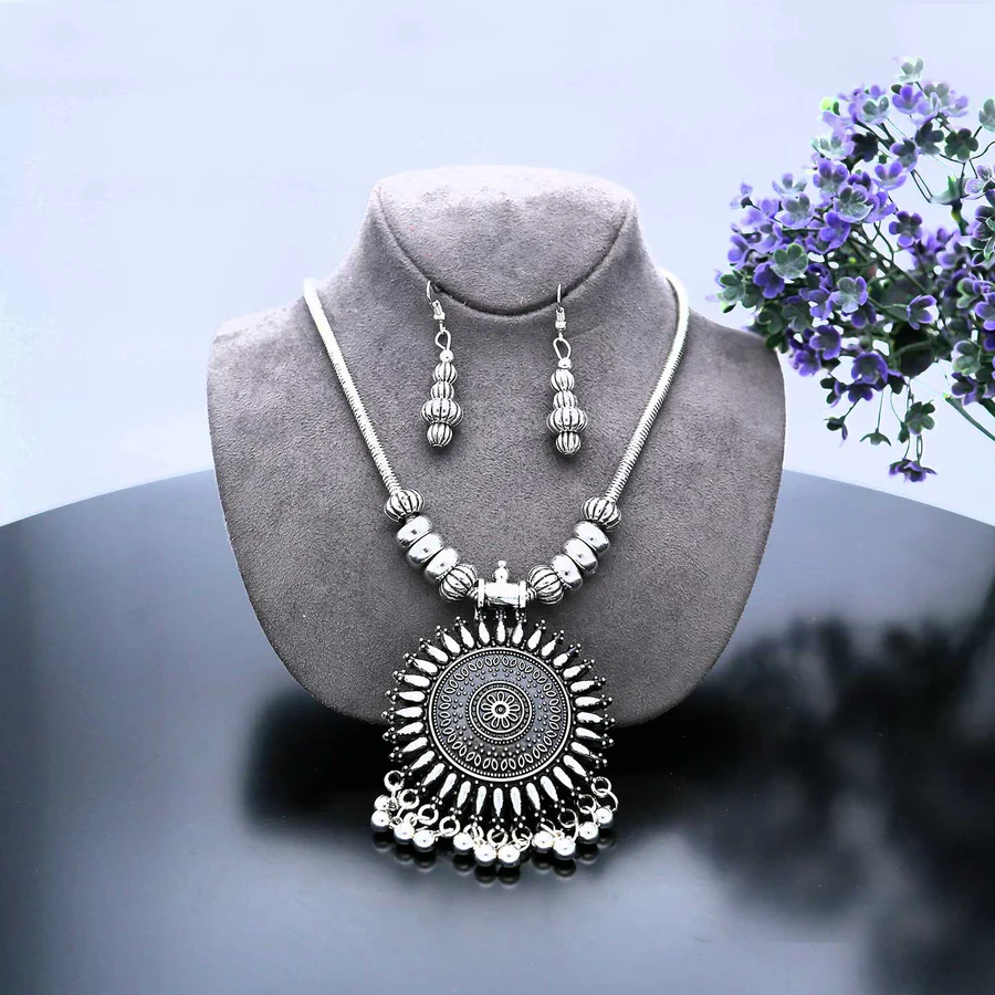 Antique Silver Necklace and Earring Set