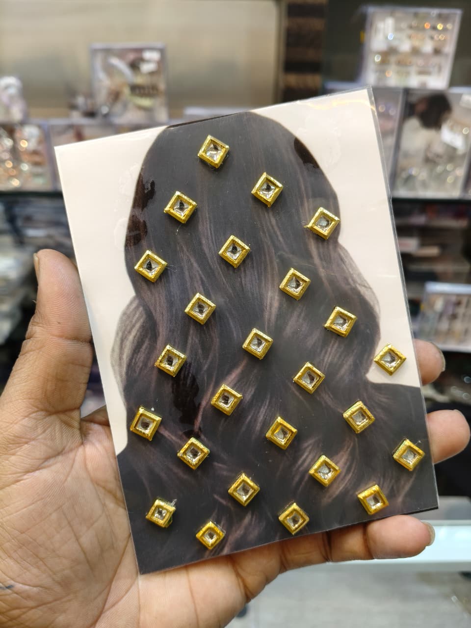 Gold Square Hair Jewels
