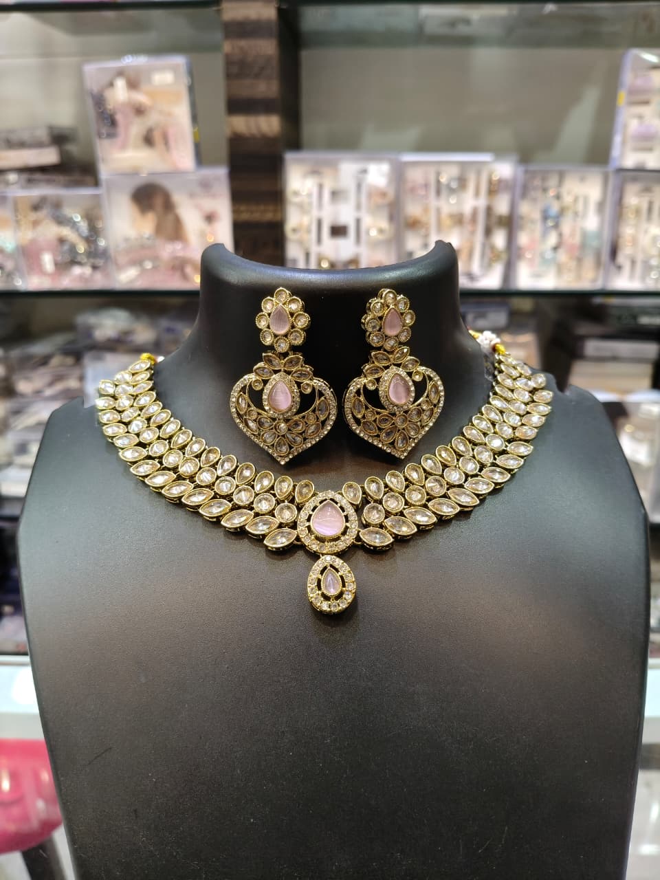 Gold-plated necklace and earring set