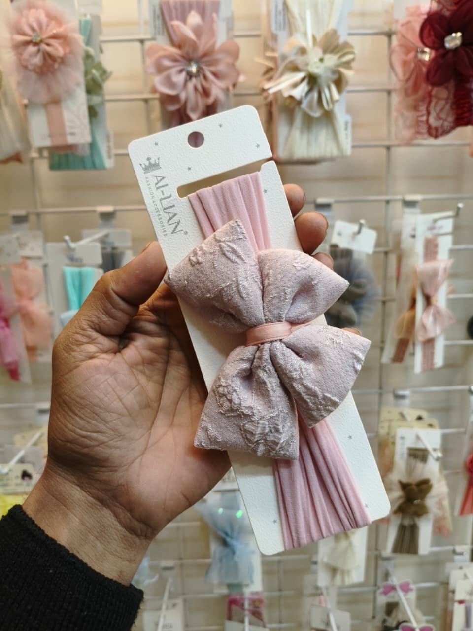 Pink Textured Bow Kids Headband