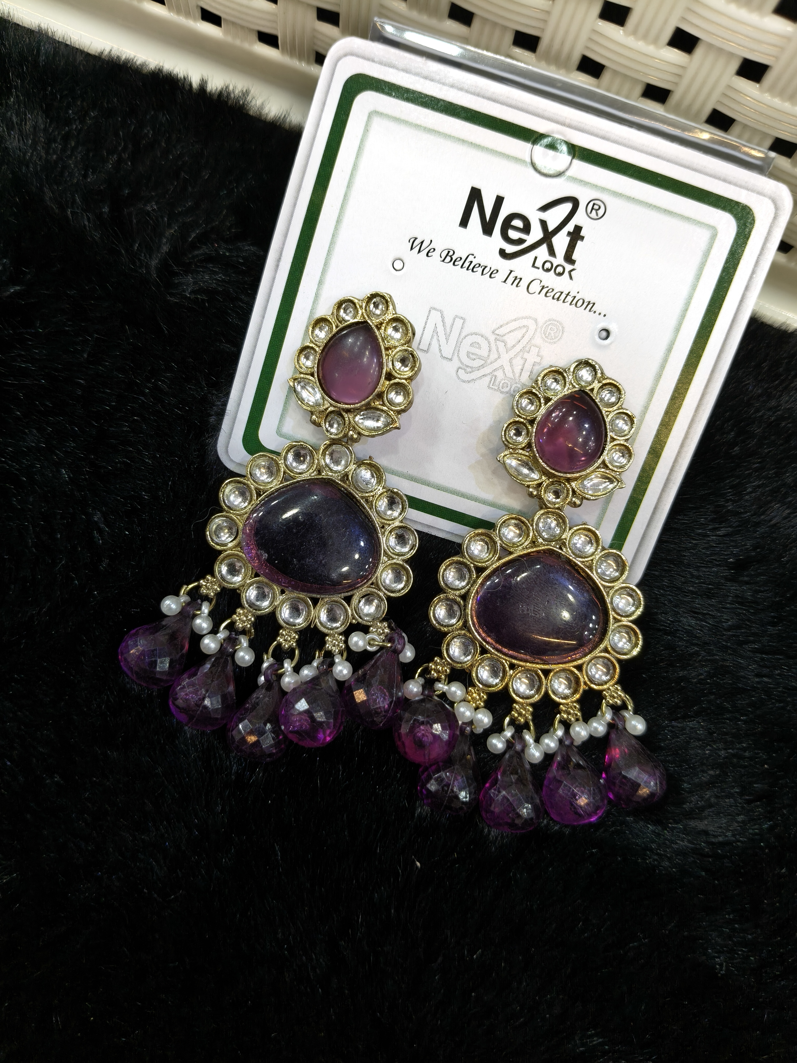 Purple Stone Dangle Earrings