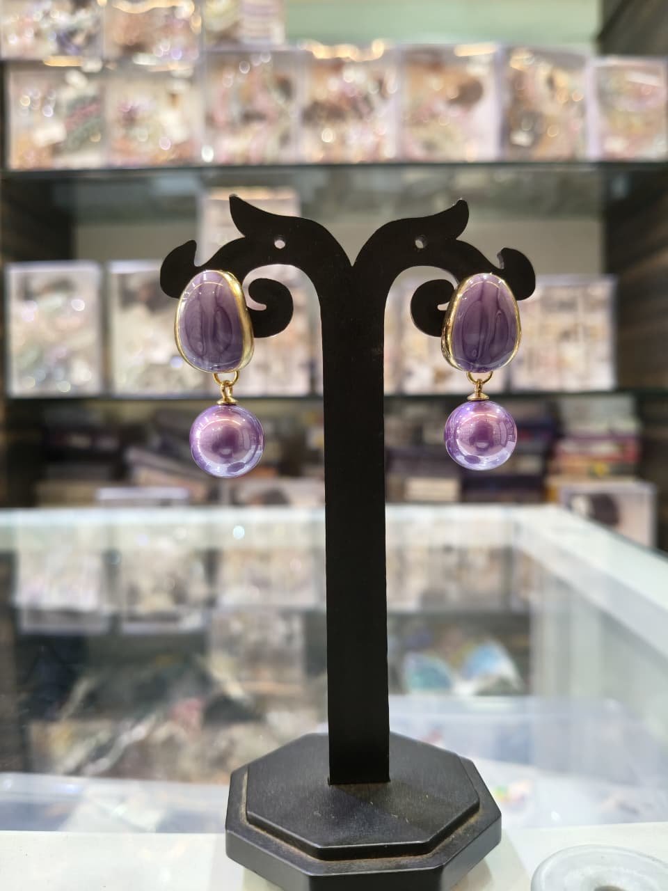 Purple Drop Earrings