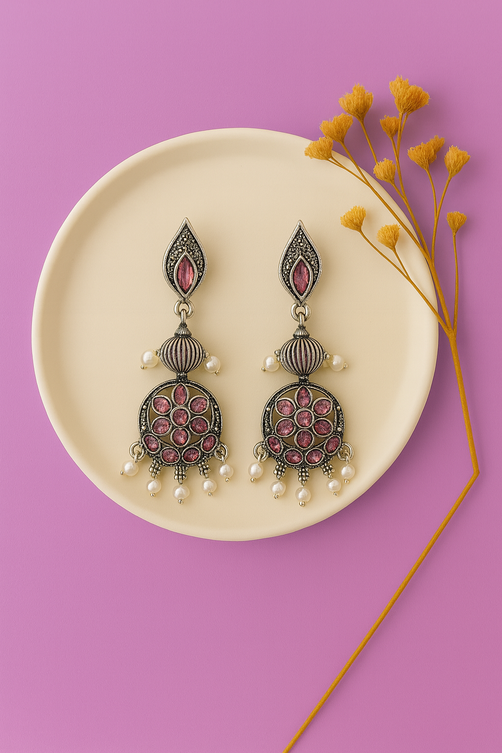 Pink Jhumka Earrings