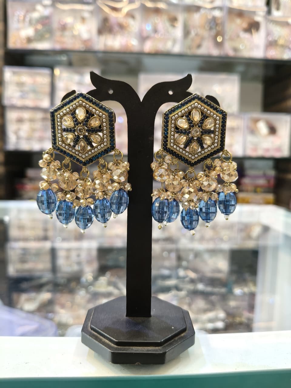Hexagonal Beaded Earrings