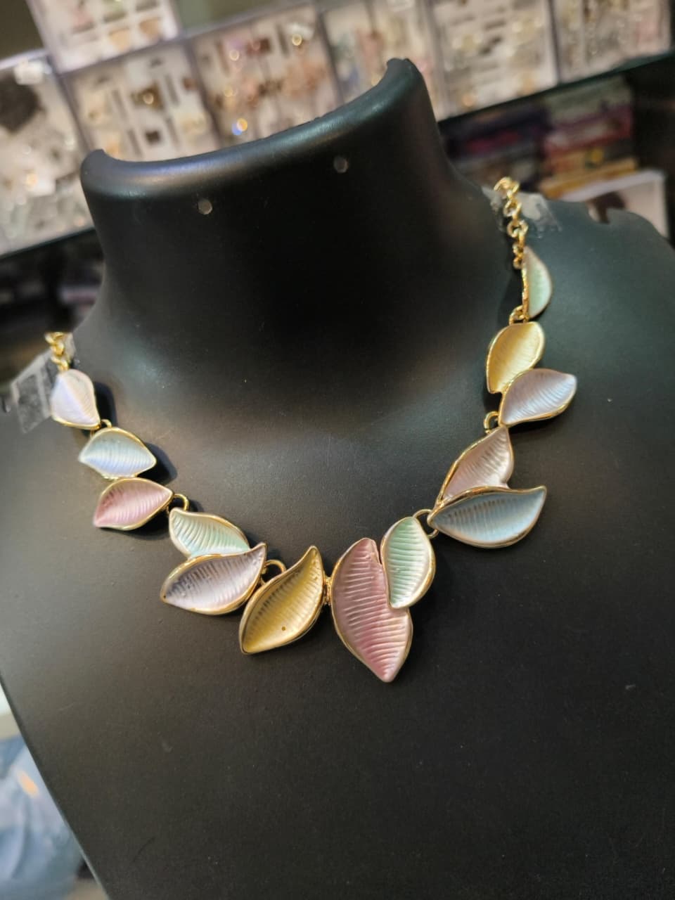 Pastel Leaf Statement Necklace