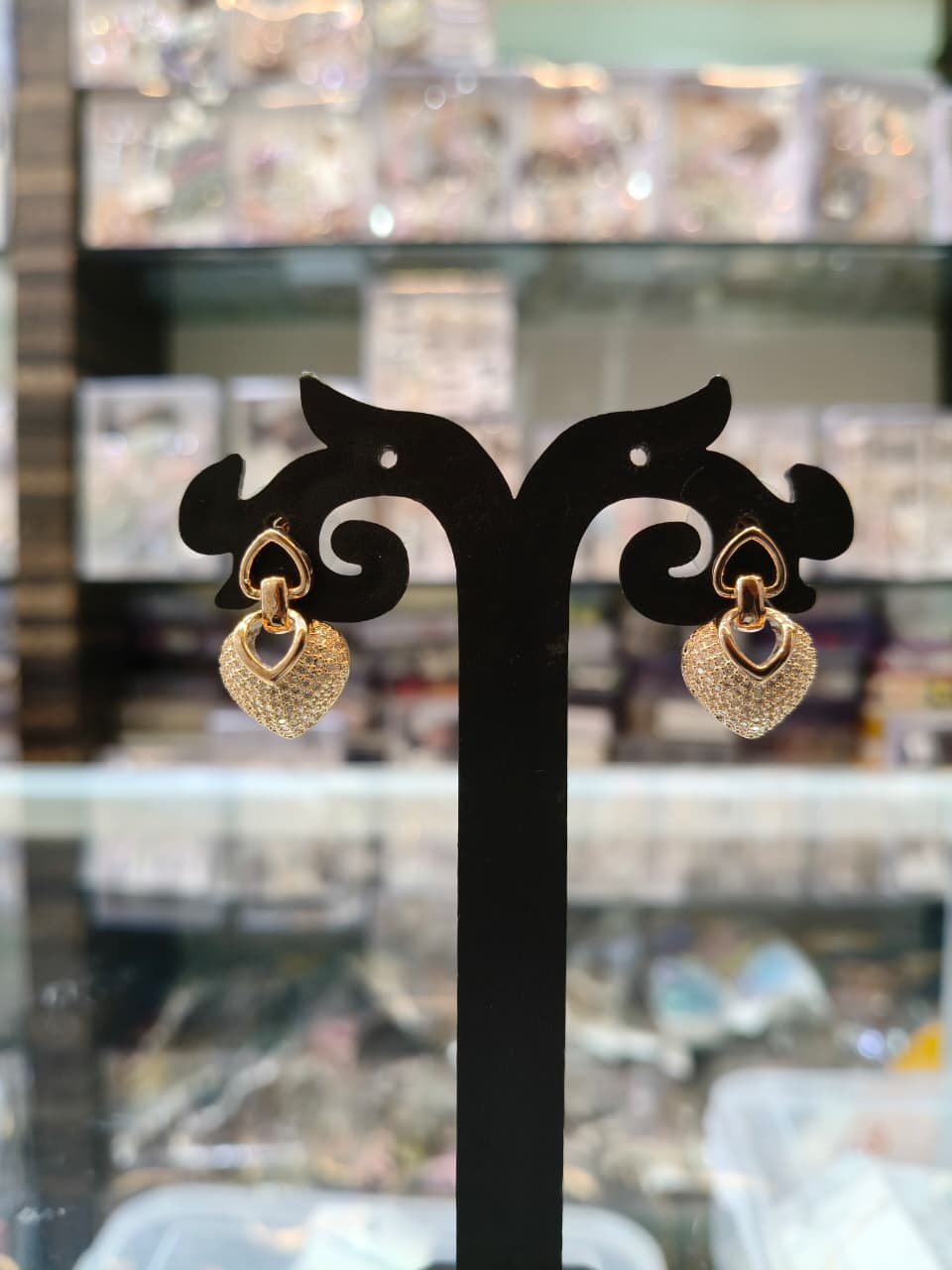 Golden Heart Drop Earrings