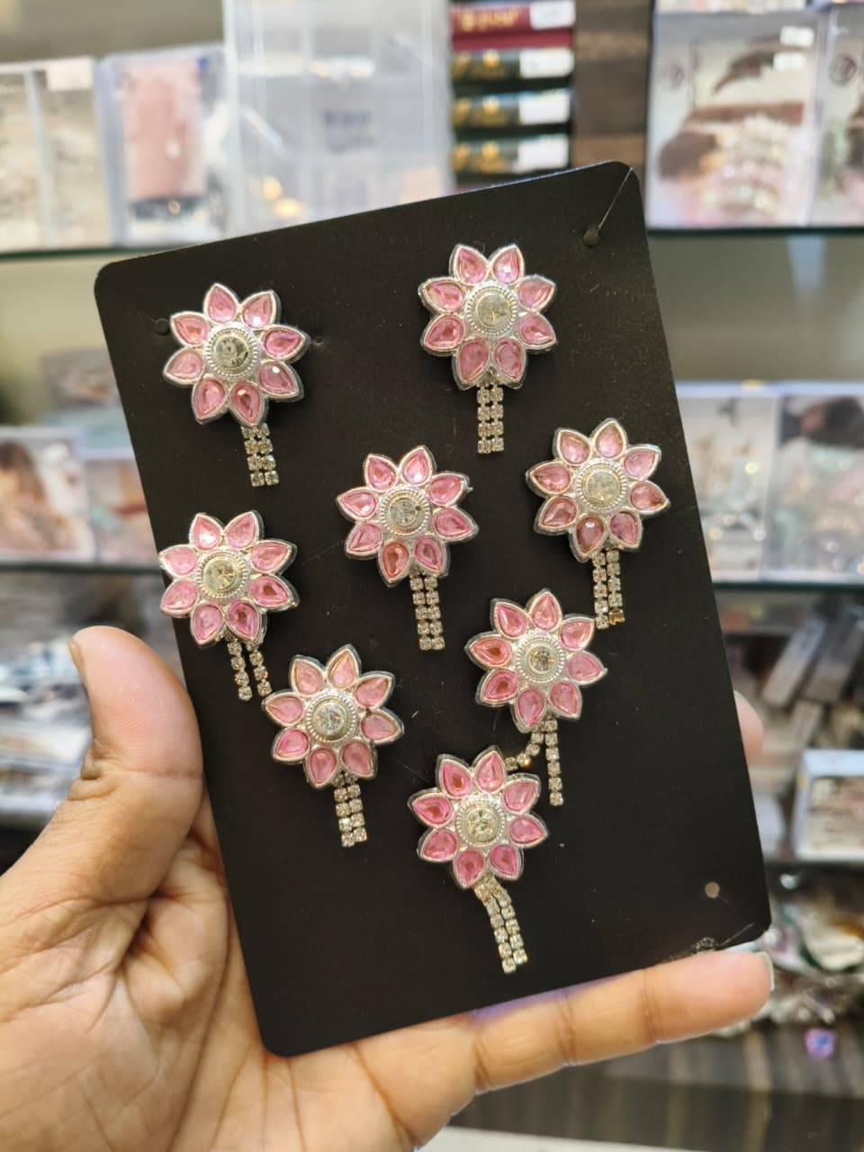 Pink Floral Stone Hair Pearl