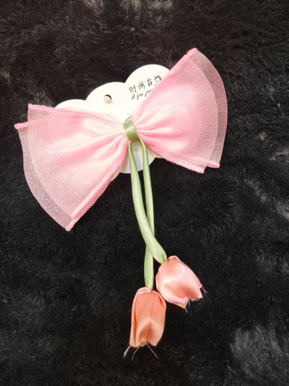 Pink Floral Kids Hair Bow