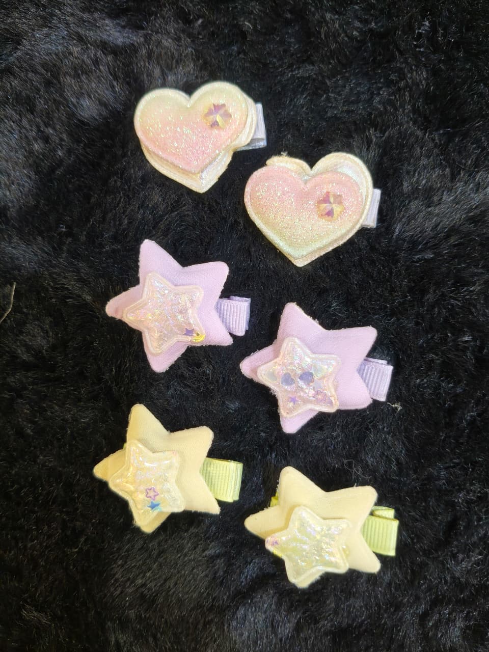 Glitter Heart & Star Hair Clips 
