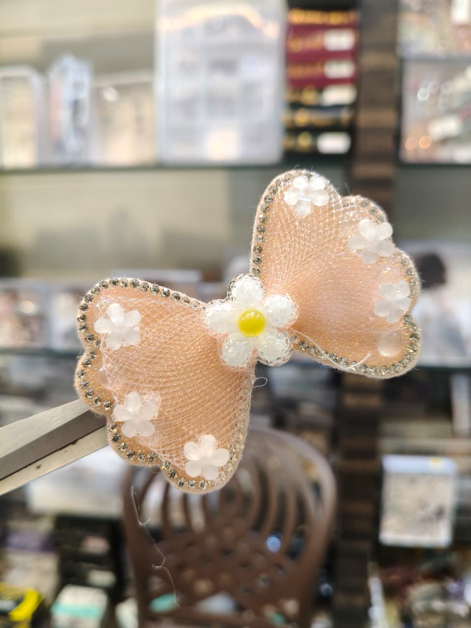 Floral Embellished Hair  Bow 