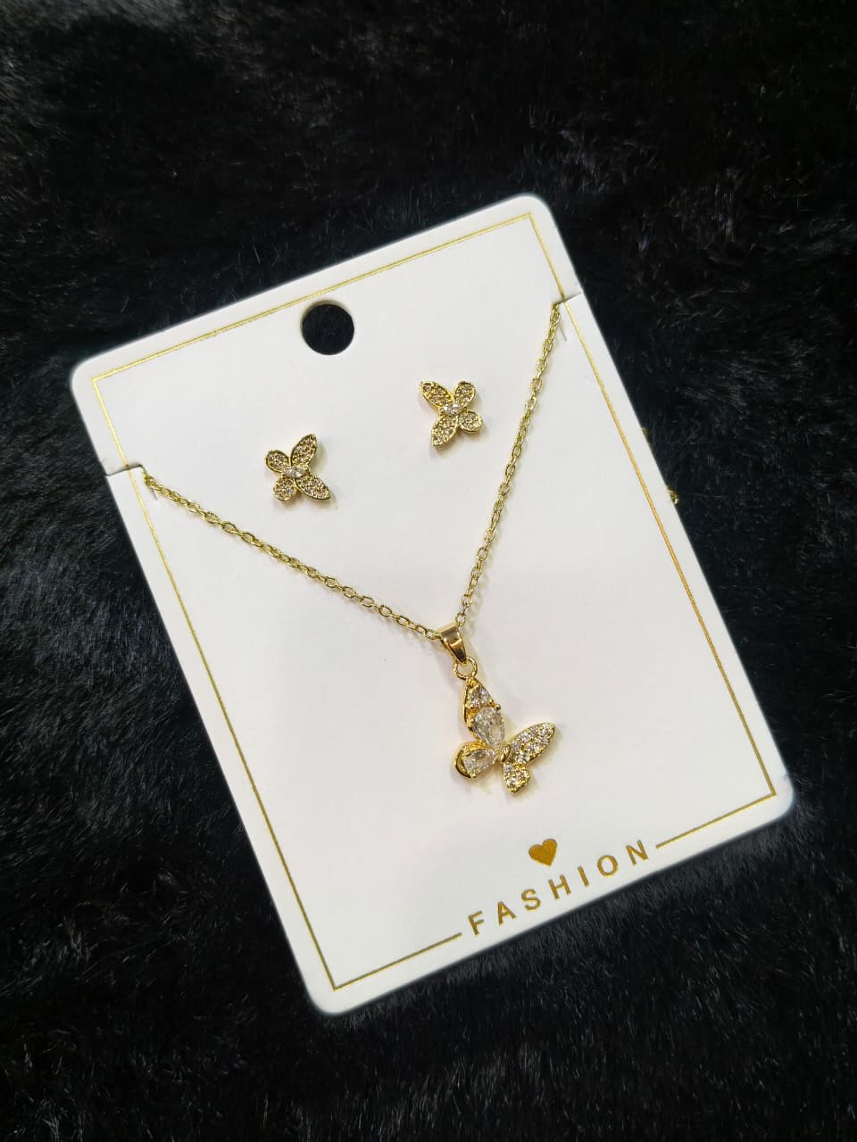 Gold Butterfly Jewelry Set