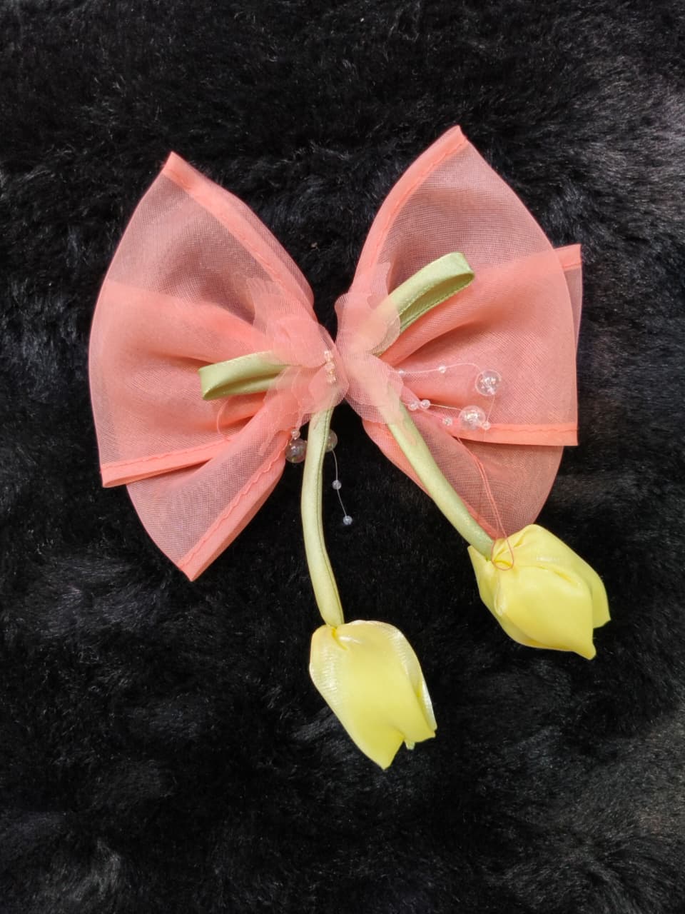 Floral Organza Hair Bow For Kids