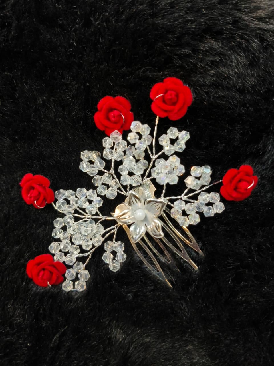 Red Rose Hair Comb