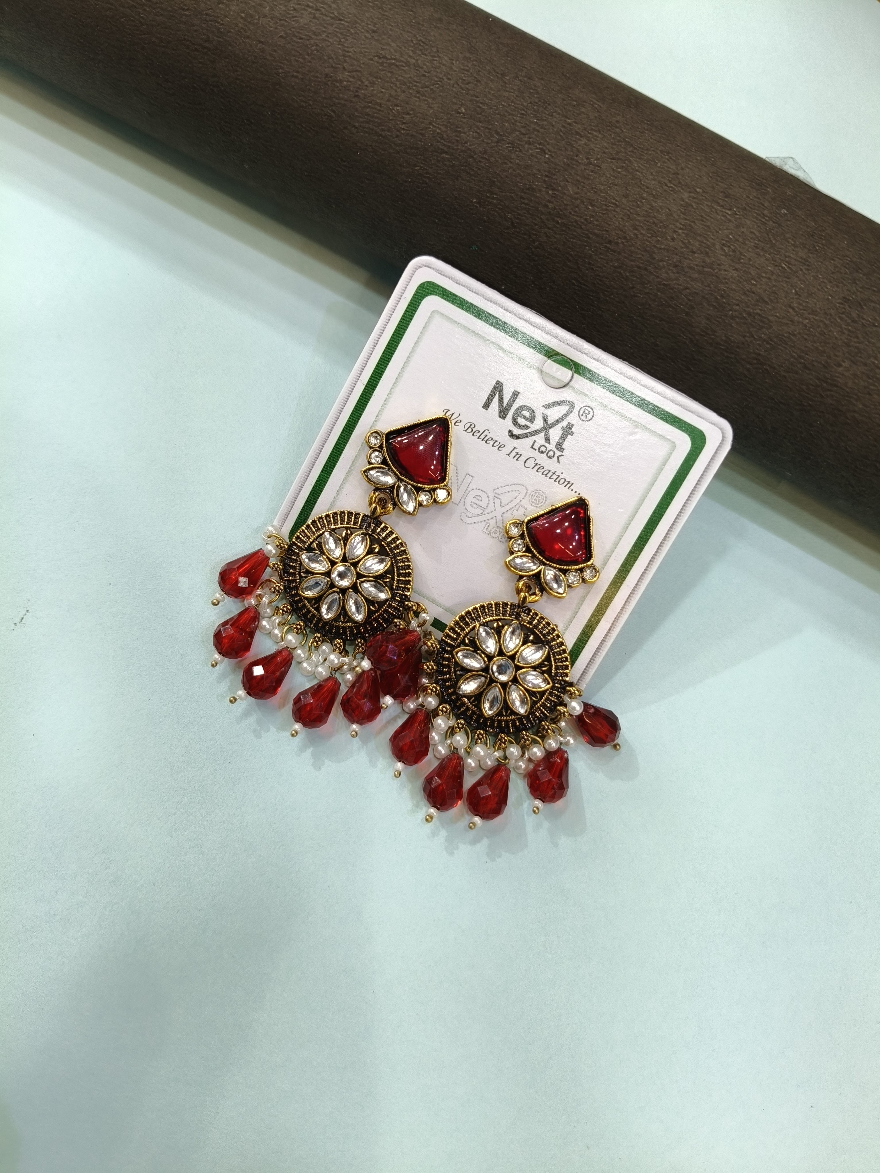 Traditional Red Stone Earrings