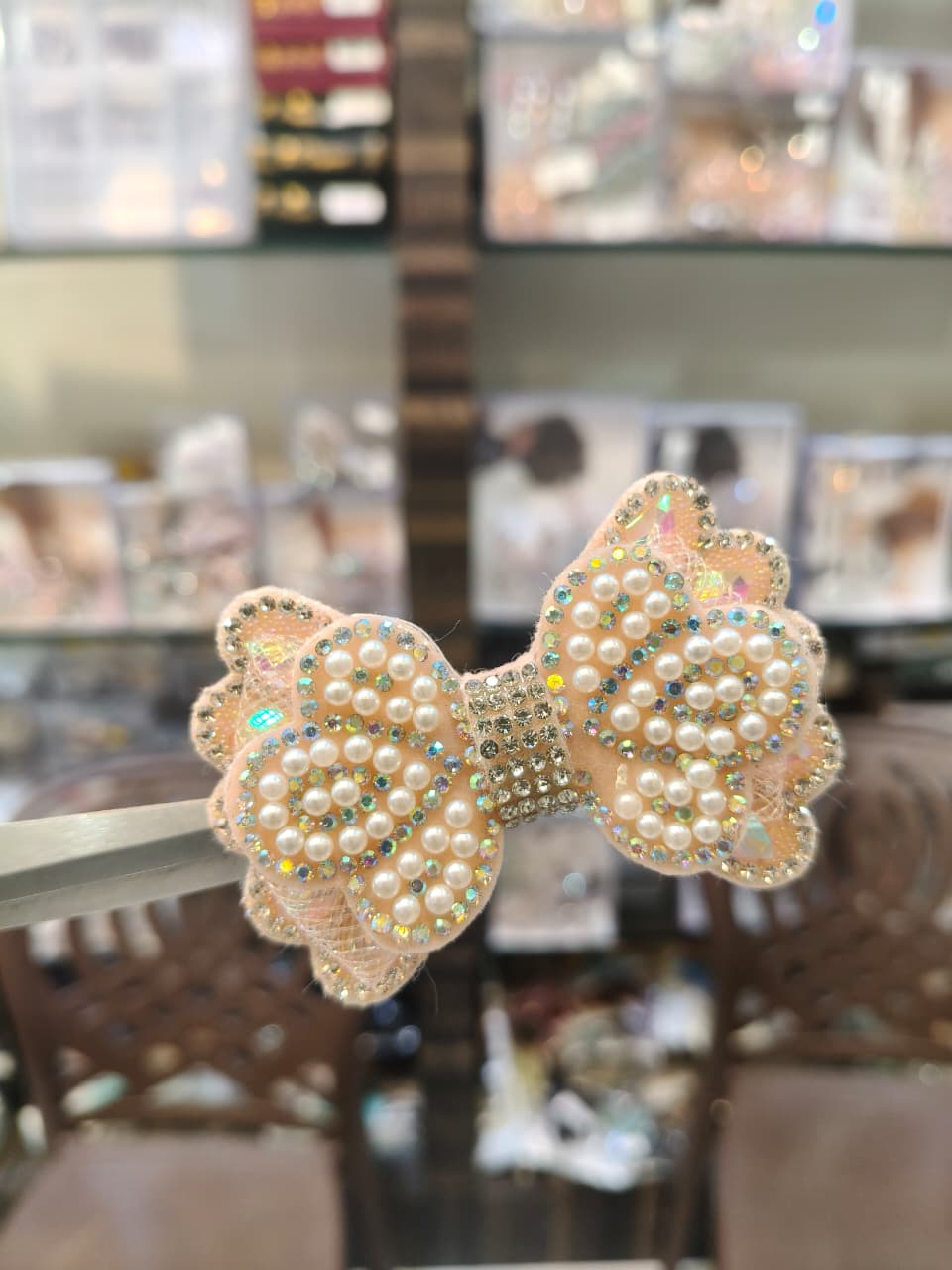 Pearl Embellished Hair Bow