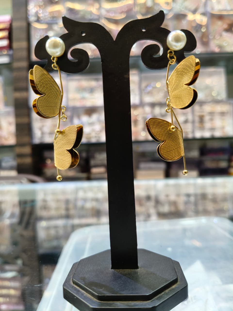 Gold Butterfly Drop Earrings