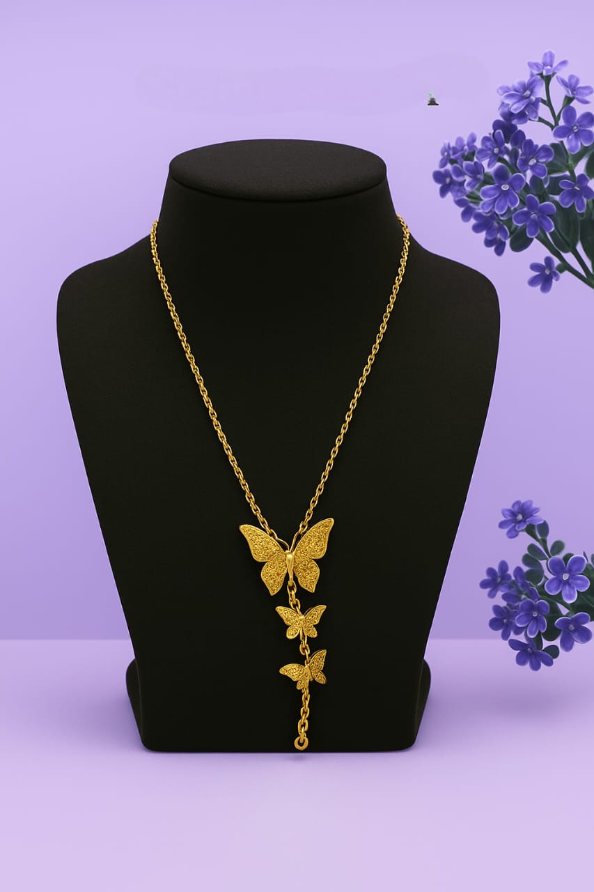 Golden Butterfly Pendant Necklace
