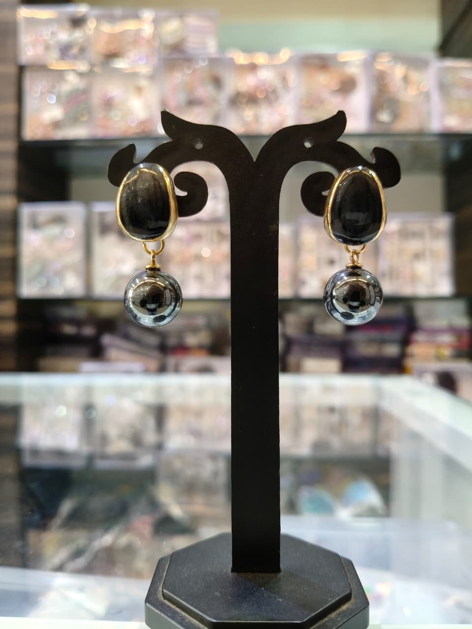 Elegant Black Gemstone Earrings