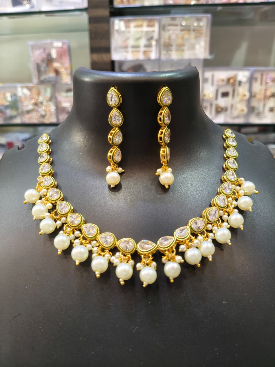 Pearl & Gold Plated Necklace Set