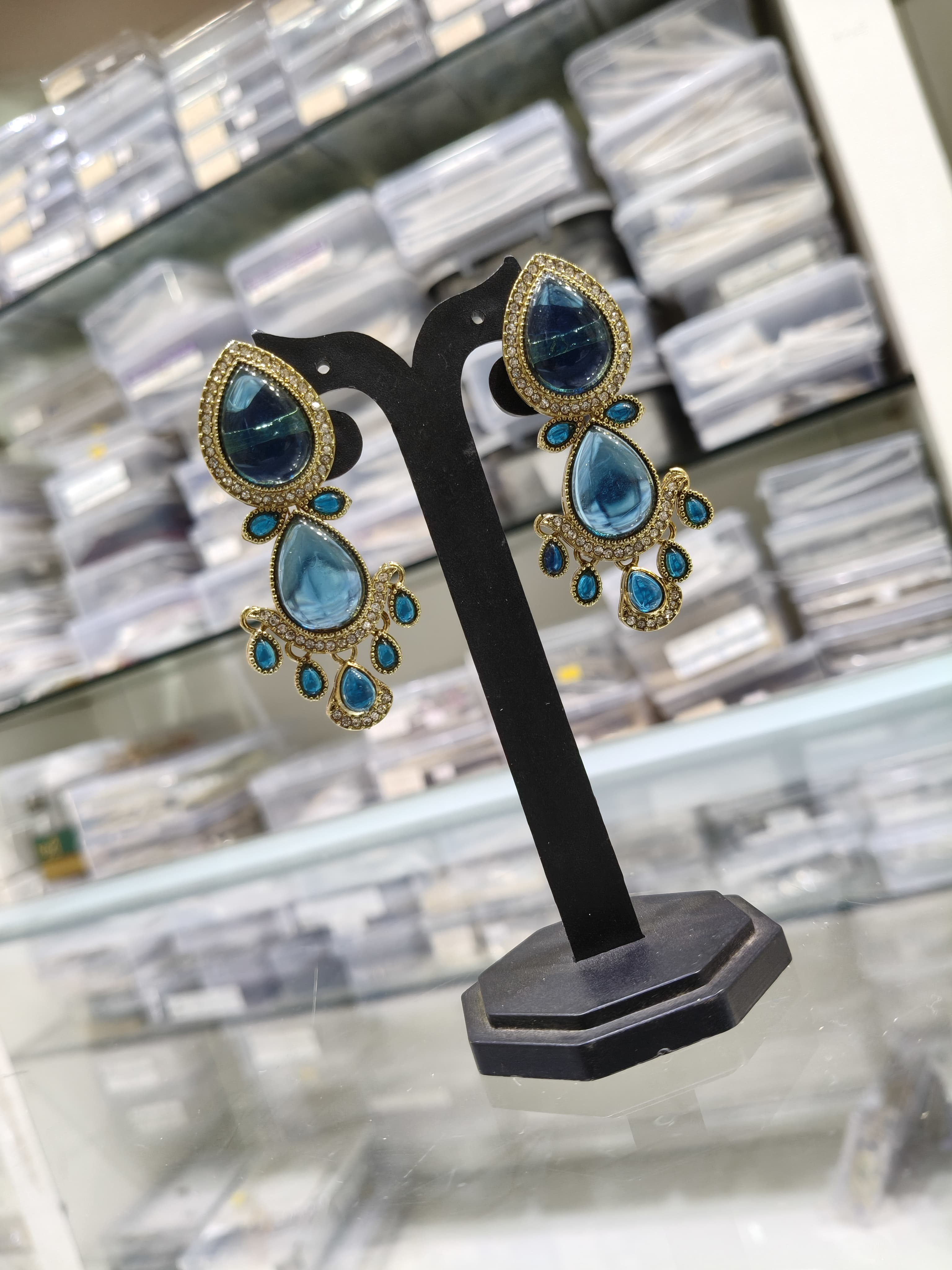 Elegant Blue Gemstone Earrings