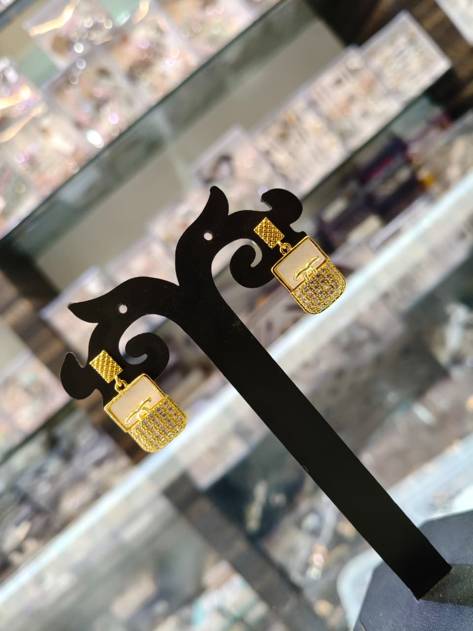 Gold Plated Lock Earrings