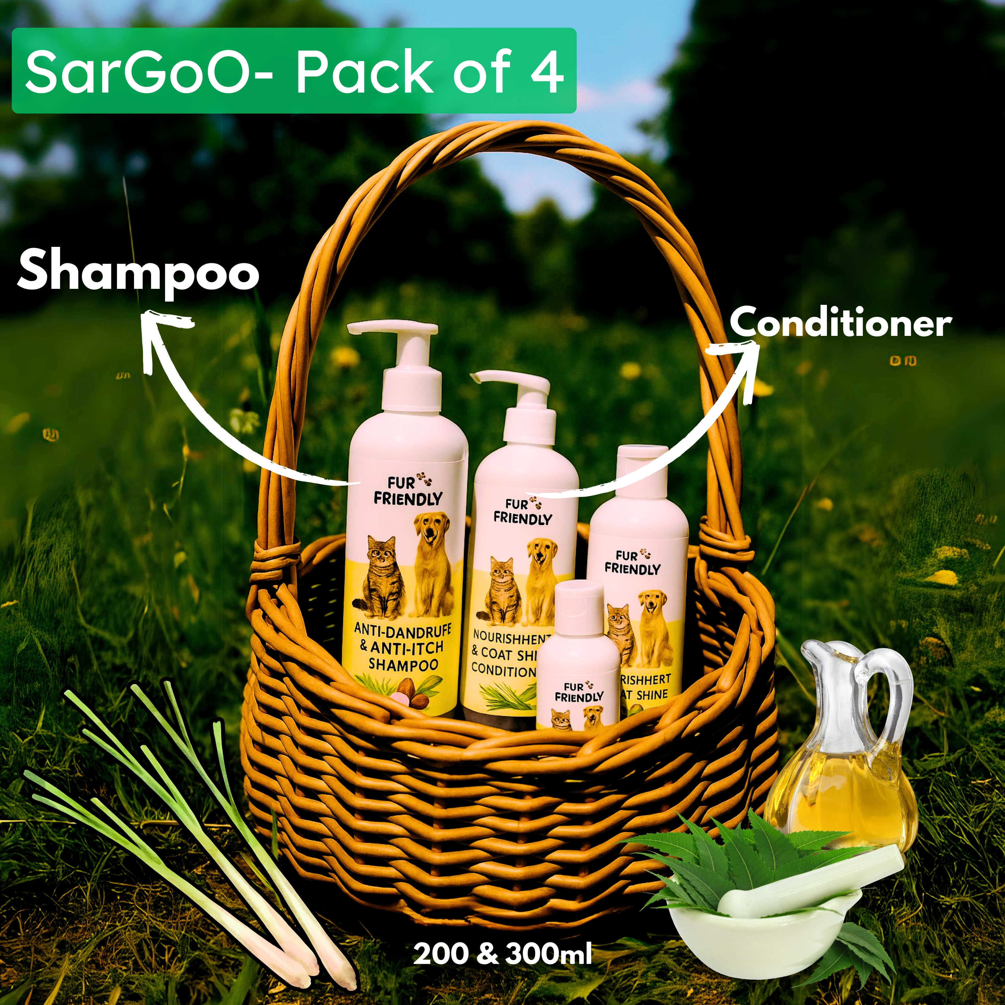 Shampoo and Conditioner Pack of 4 (200ml & 300ml)