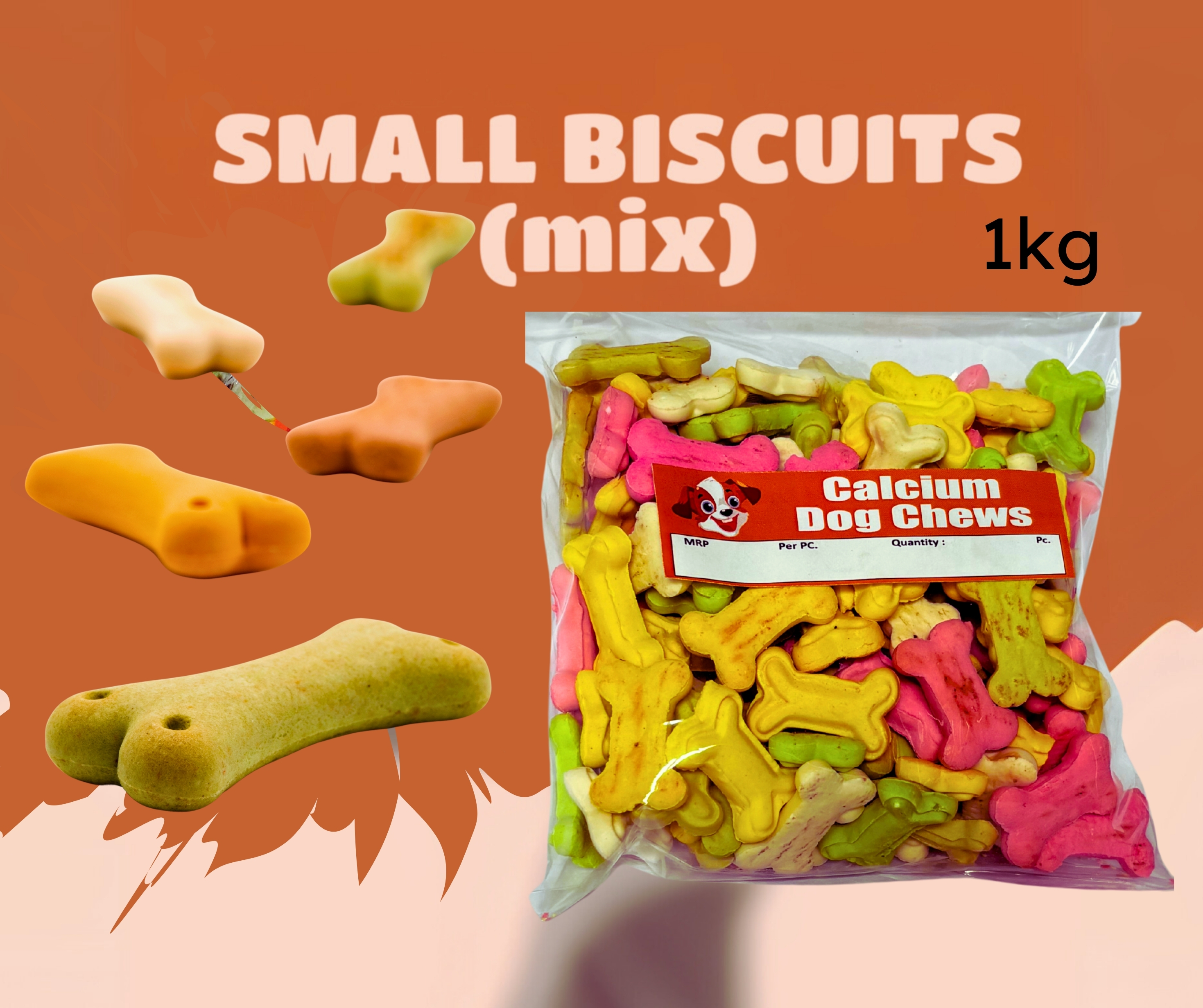 Small Biscuits (Mix) - Calcium Dog Chews 1kg