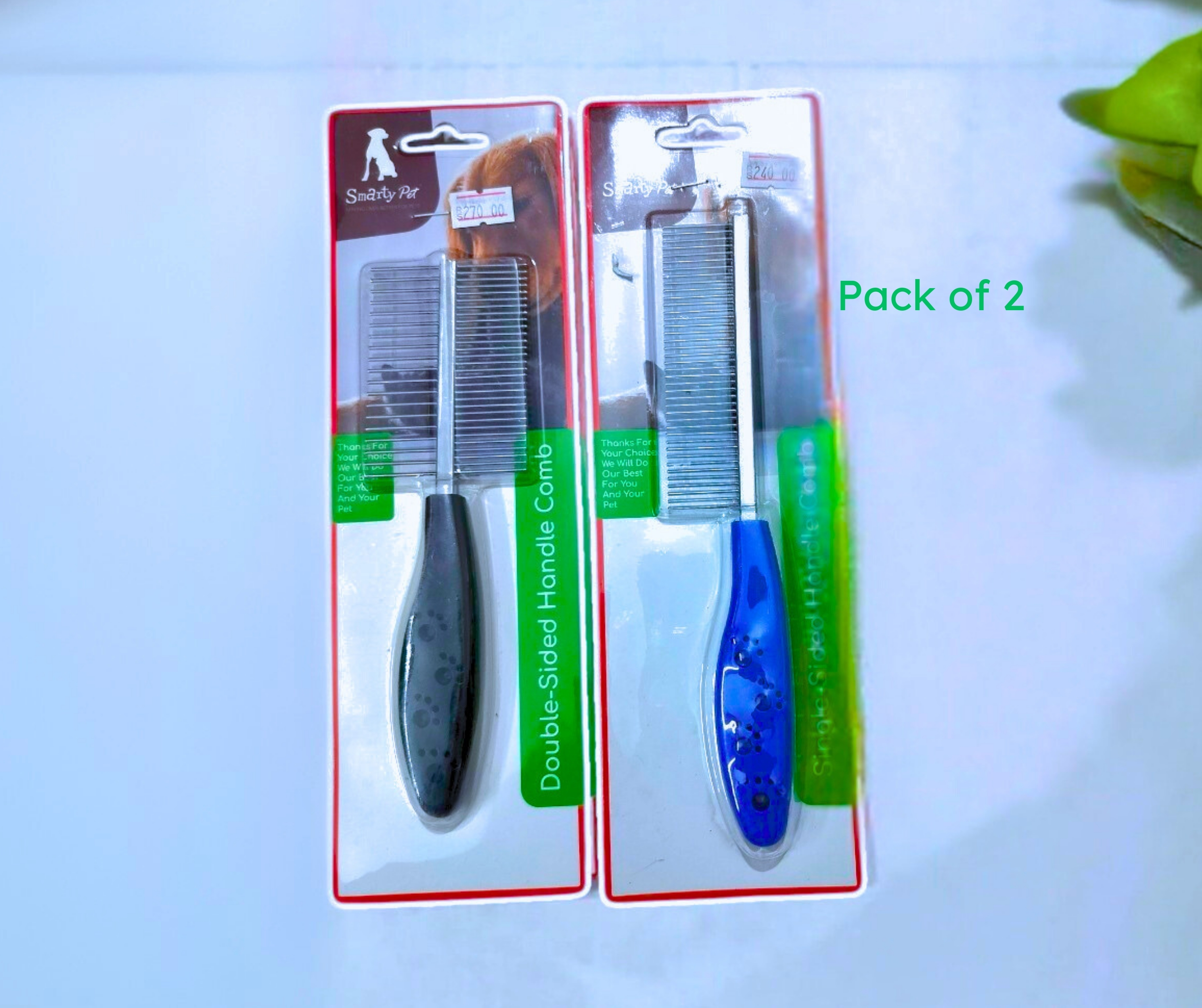 Double & Single-Sided Handle Comb Pack of 2