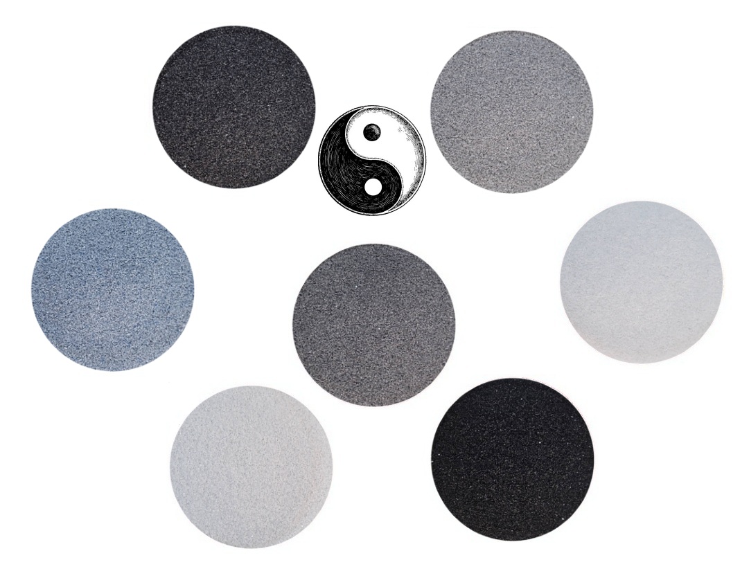 Areia Colorida MALEOGA® - Tons Neutros de Branco, Preto e Cinza