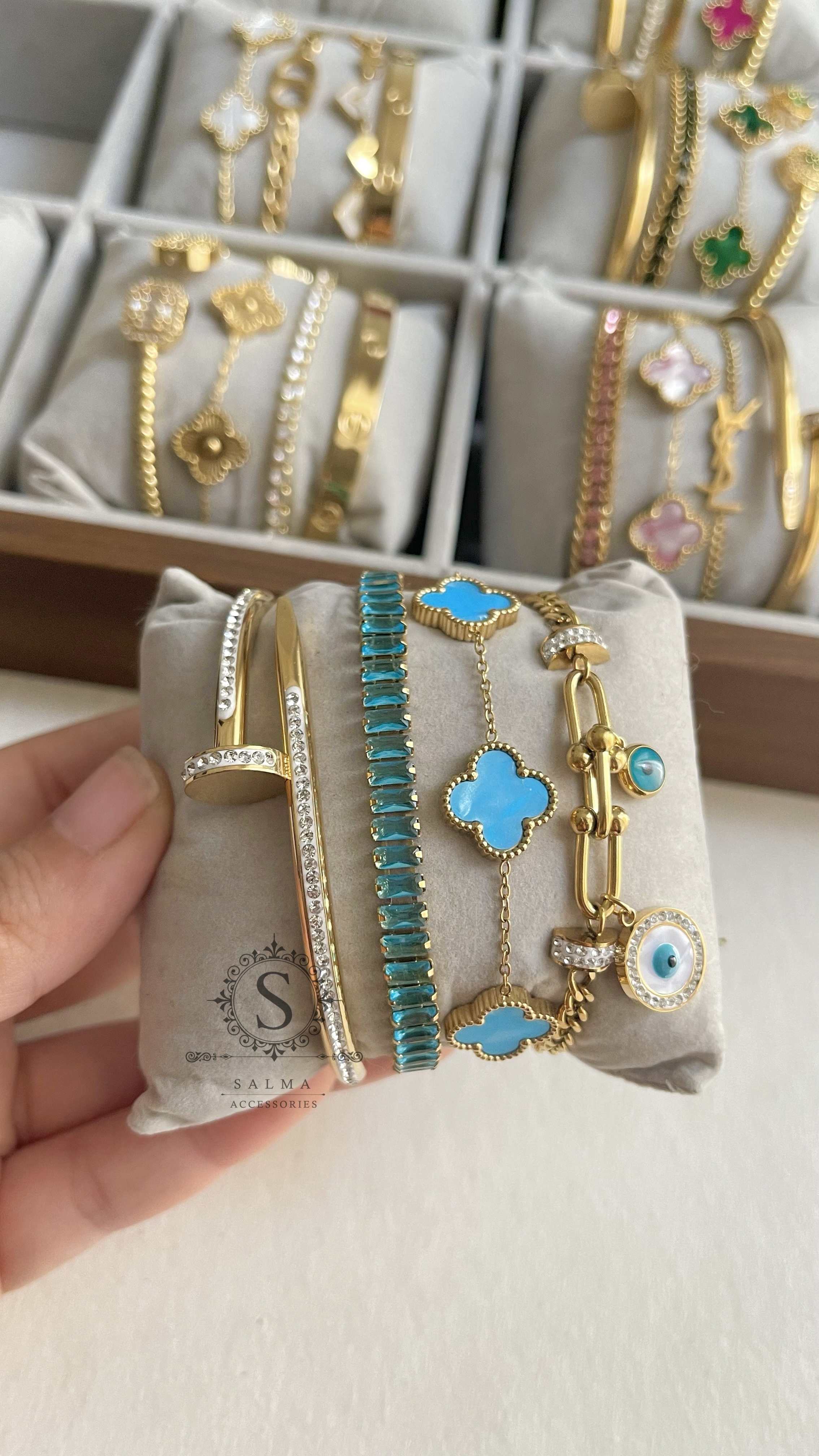 baby blue bracelets set