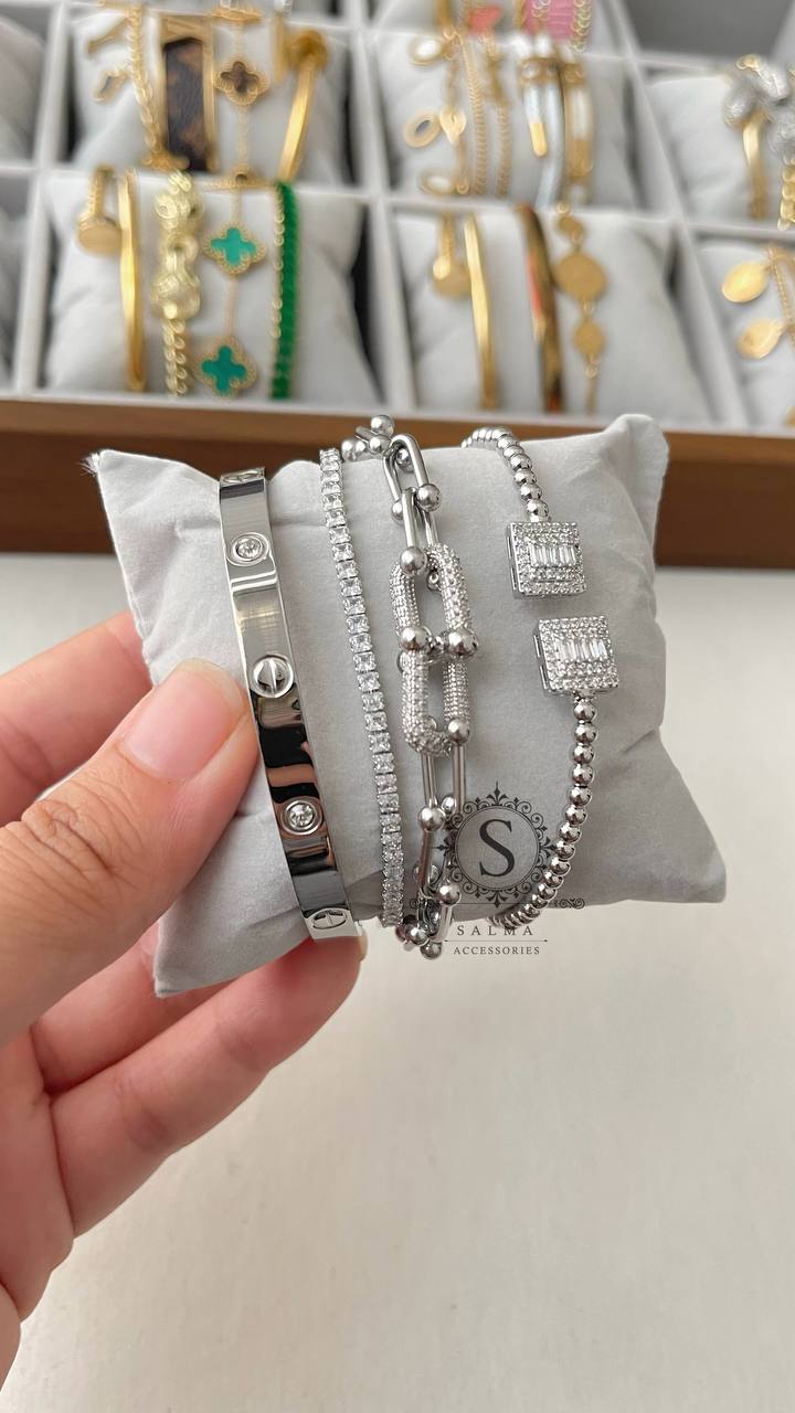 silver bracelets set