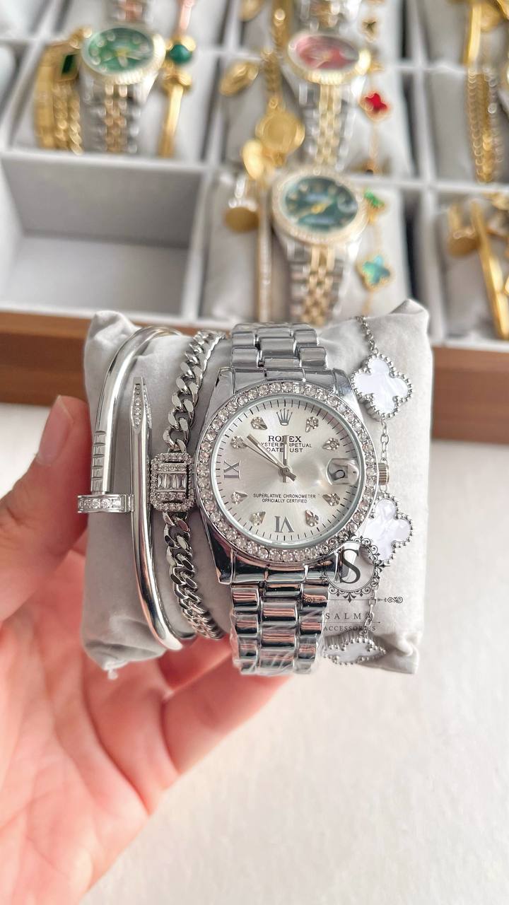 silver watch set