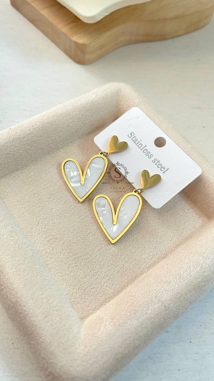 white heart earring