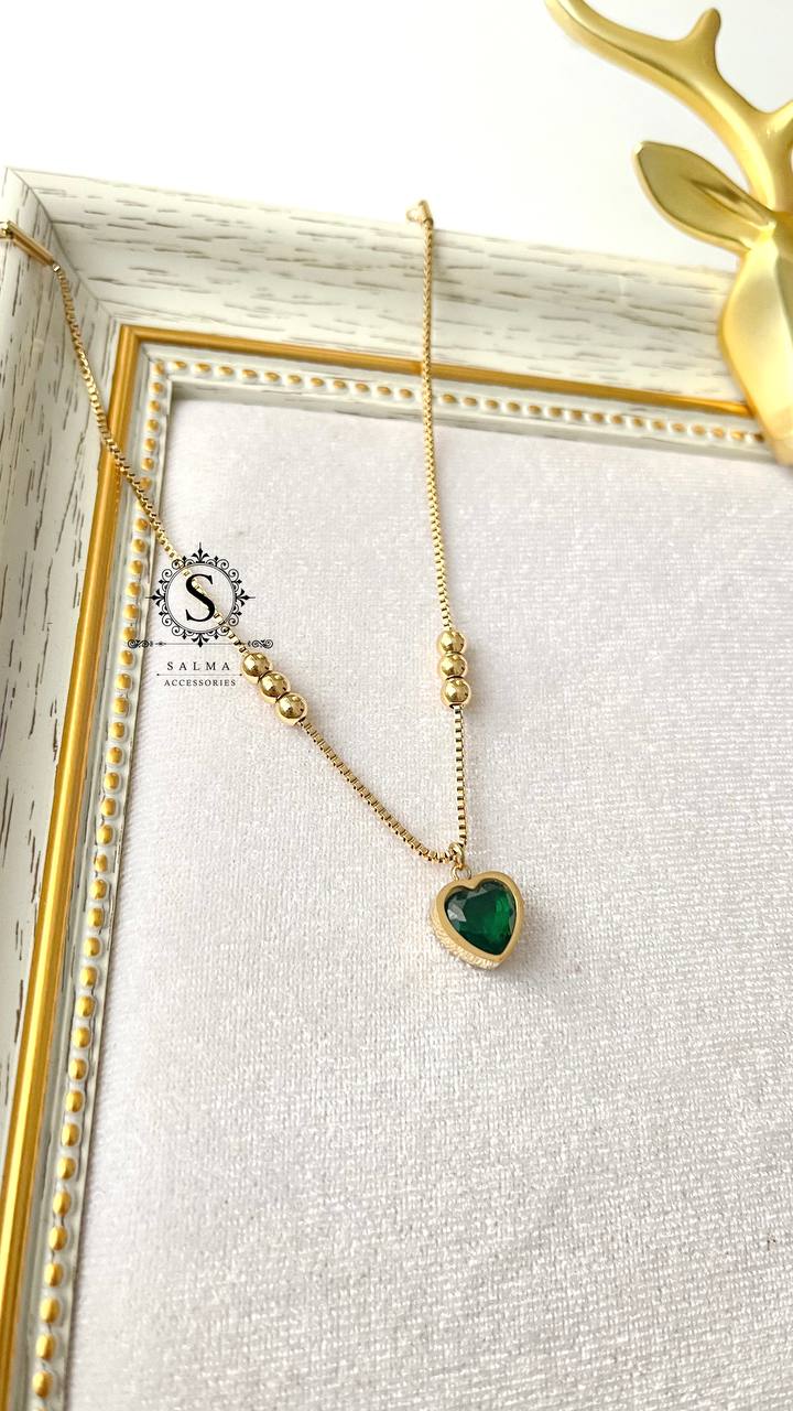 green heart anklet