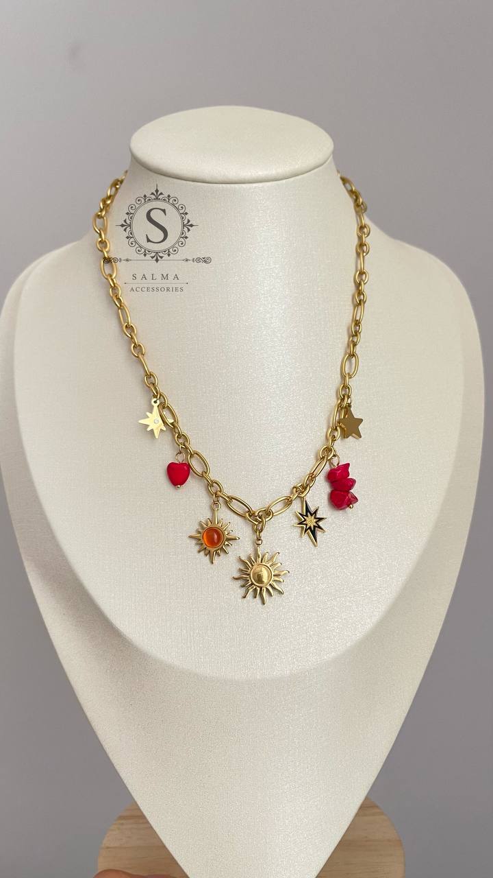red summer necklace