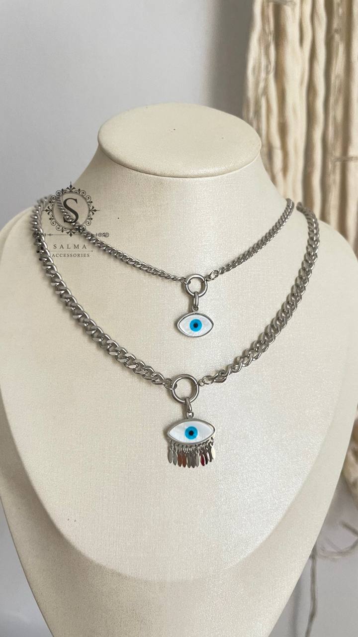 silver eye necklace