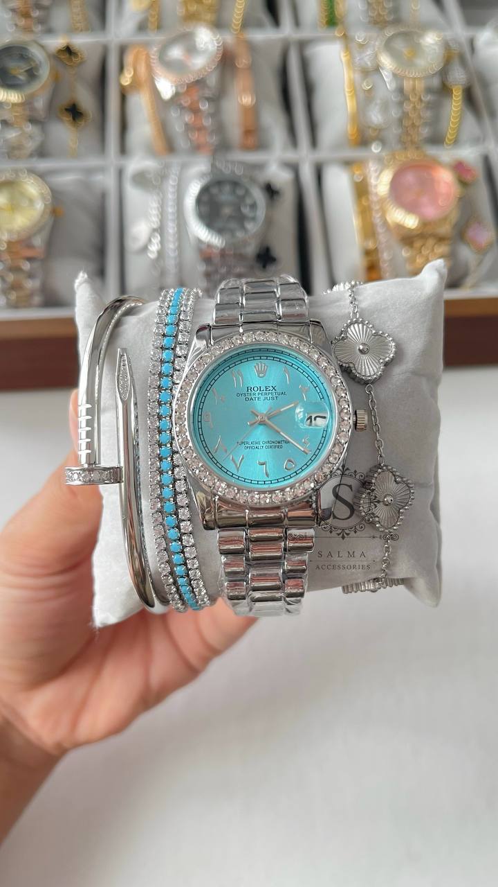 silver&blue set
