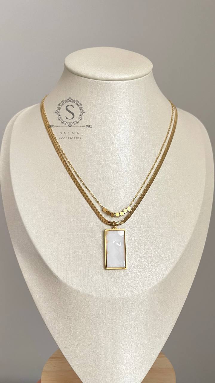 white square necklace