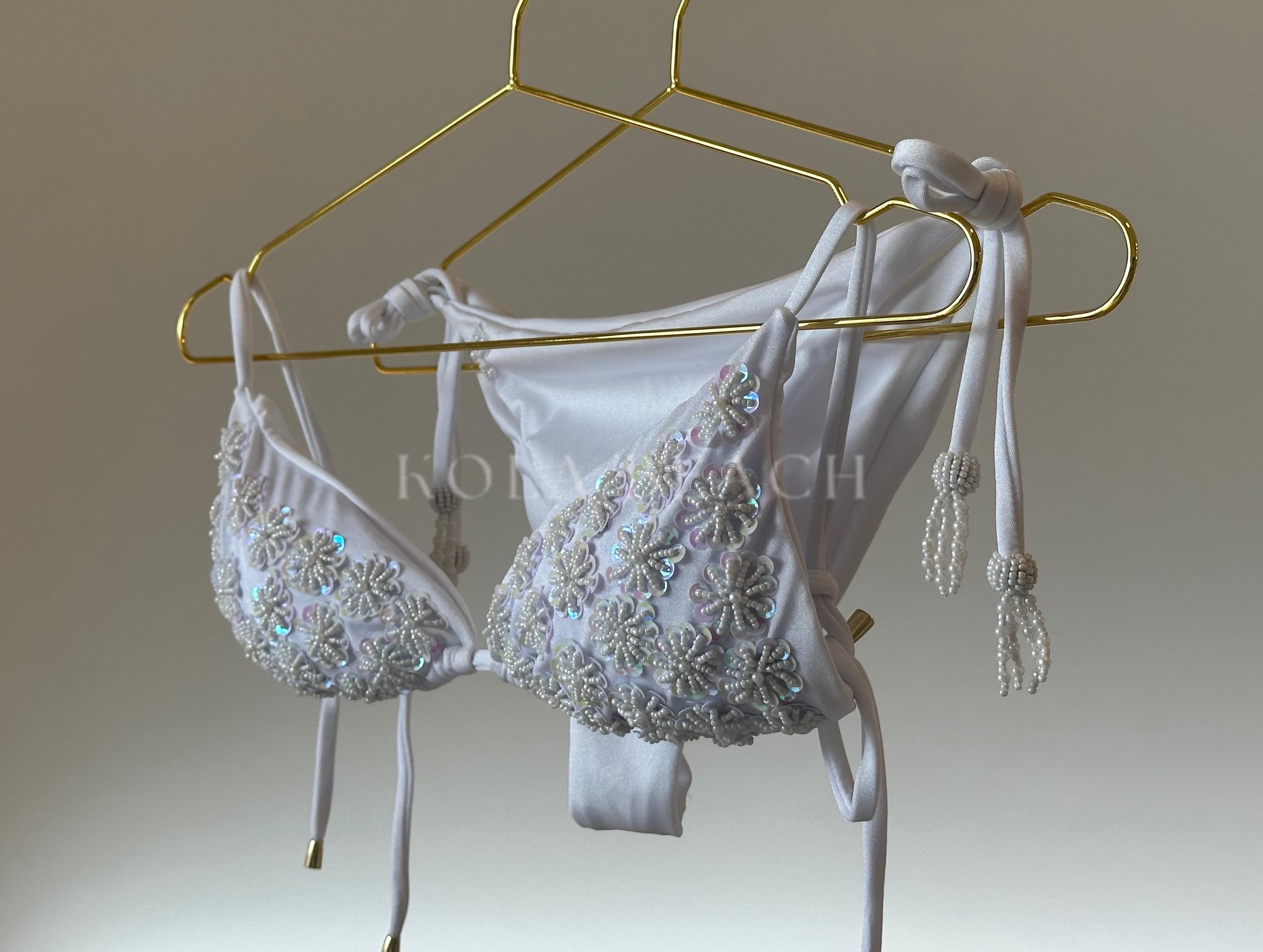 Elegant White Embroidered Bikini