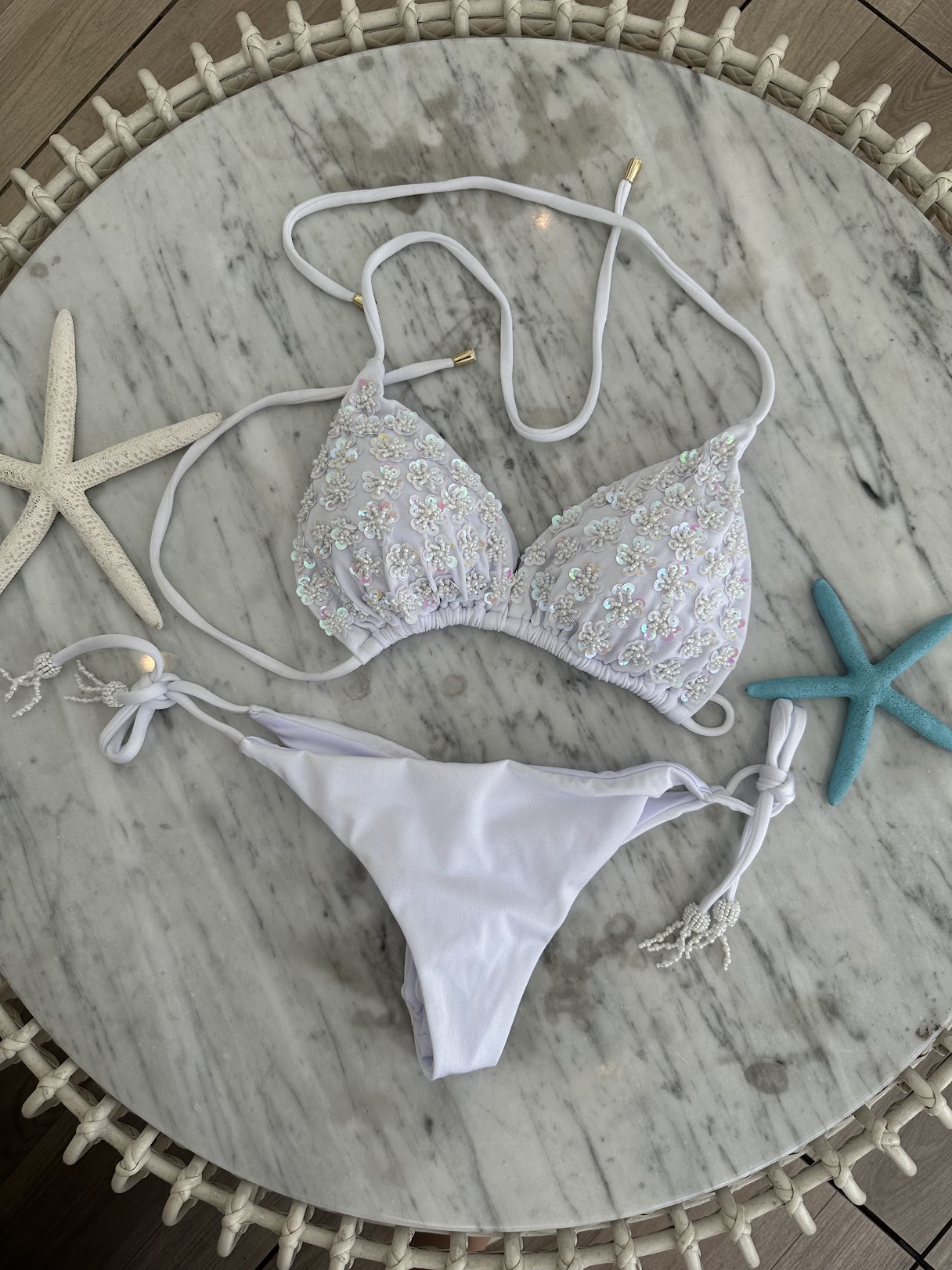 Elegant White Embroidered Bikini